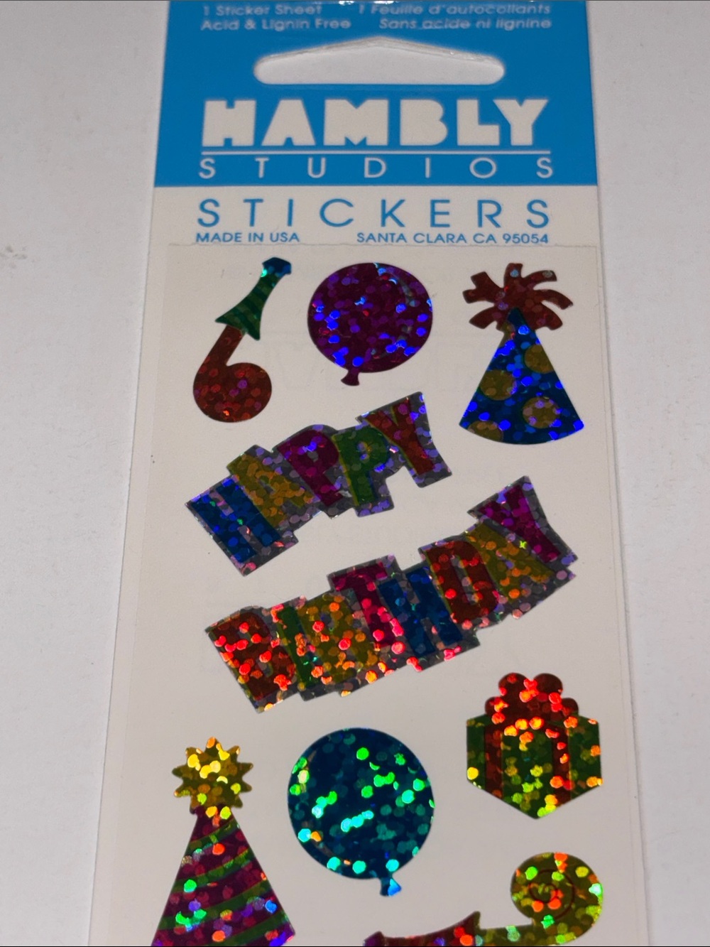 Vintage Sandylion Happy Birthday Stickers HAPPY BIRTHDAY PRISMATIC STICKERS VTG